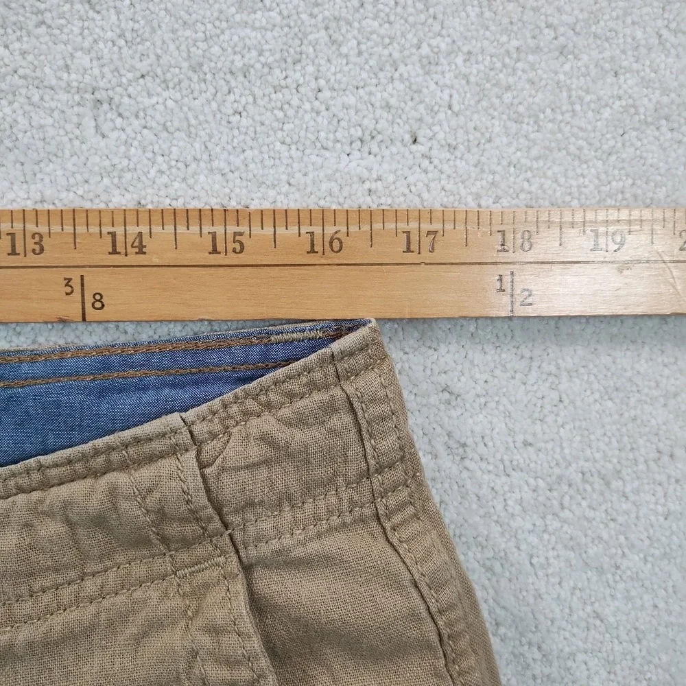 Lucky Brand Linen BlendCargo Shorts Men's 33 Khaki Relaxed Fit Utility Casual